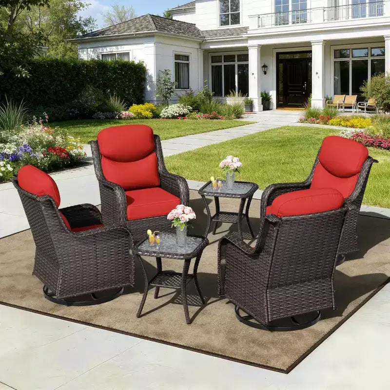 UPTIOT Outdoor Rocking Chair and Side Table Set for Patio Relaxation