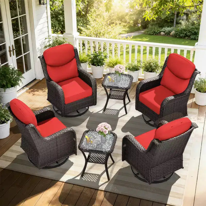 UPTIOT Outdoor Rocking Chair and Side Table Set for Patio Relaxation