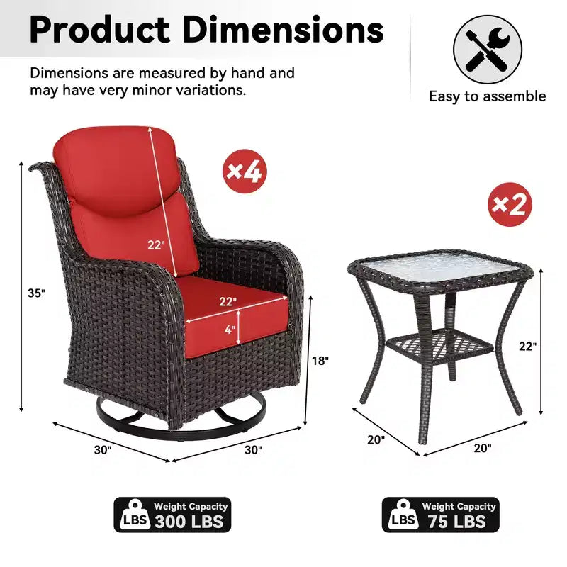 UPTIOT Outdoor Rocking Chair and Side Table Set for Patio Relaxation
