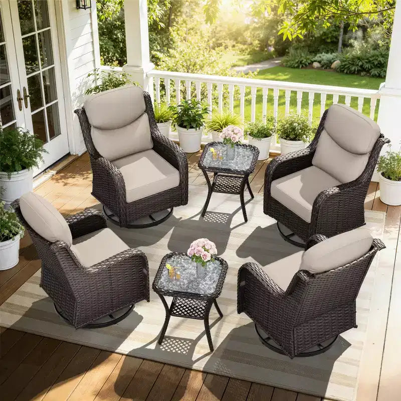 UPTIOT Outdoor Rocking Chair and Side Table Set for Patio Relaxation
