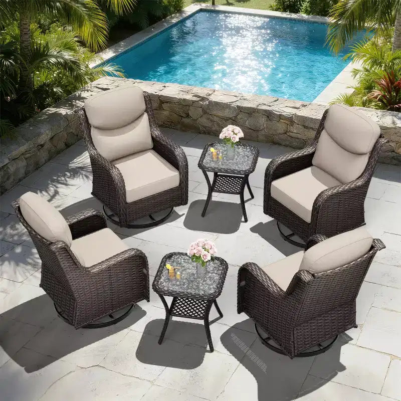 UPTIOT Outdoor Rocking Chair and Side Table Set for Patio Relaxation