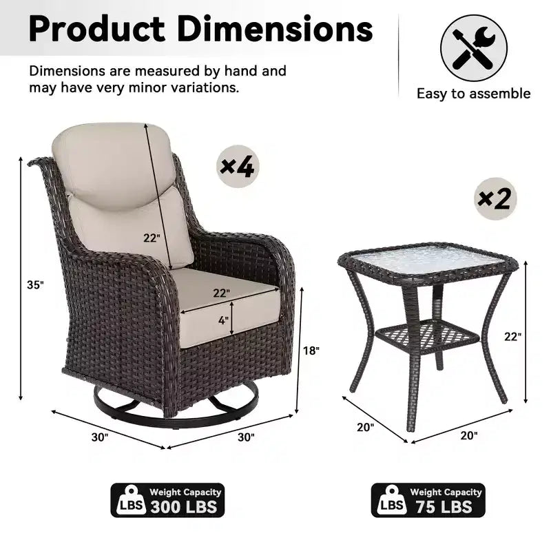 UPTIOT Outdoor Rocking Chair and Side Table Set for Patio Relaxation