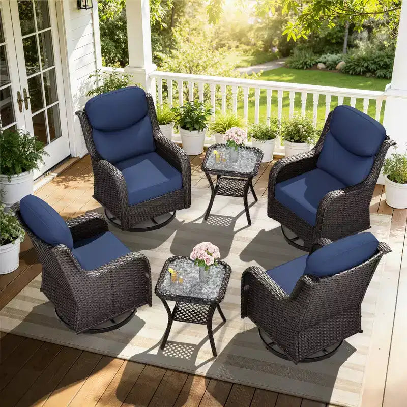 UPTIOT Outdoor Rocking Chair and Side Table Set for Patio Relaxation