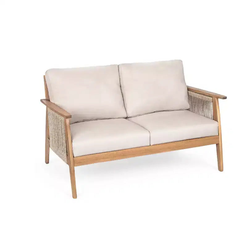 Juego de conversación de patio de 2/4 piezas, conjunto de muebles exteriores de madera de acacia con sofá biplaza, mesa y silla para jardín/balcón/patio trasero - ModernLuxe