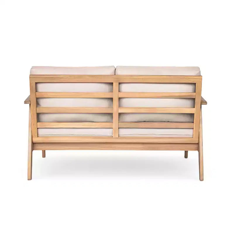 Juego de conversación de patio de 2/4 piezas, conjunto de muebles exteriores de madera de acacia con sofá biplaza, mesa y silla para jardín/balcón/patio trasero - ModernLuxe