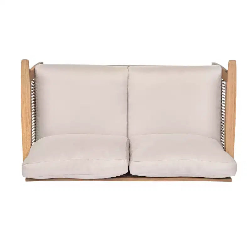 Juego de conversación de patio de 2/4 piezas, conjunto de muebles exteriores de madera de acacia con sofá biplaza, mesa y silla para jardín/balcón/patio trasero - ModernLuxe
