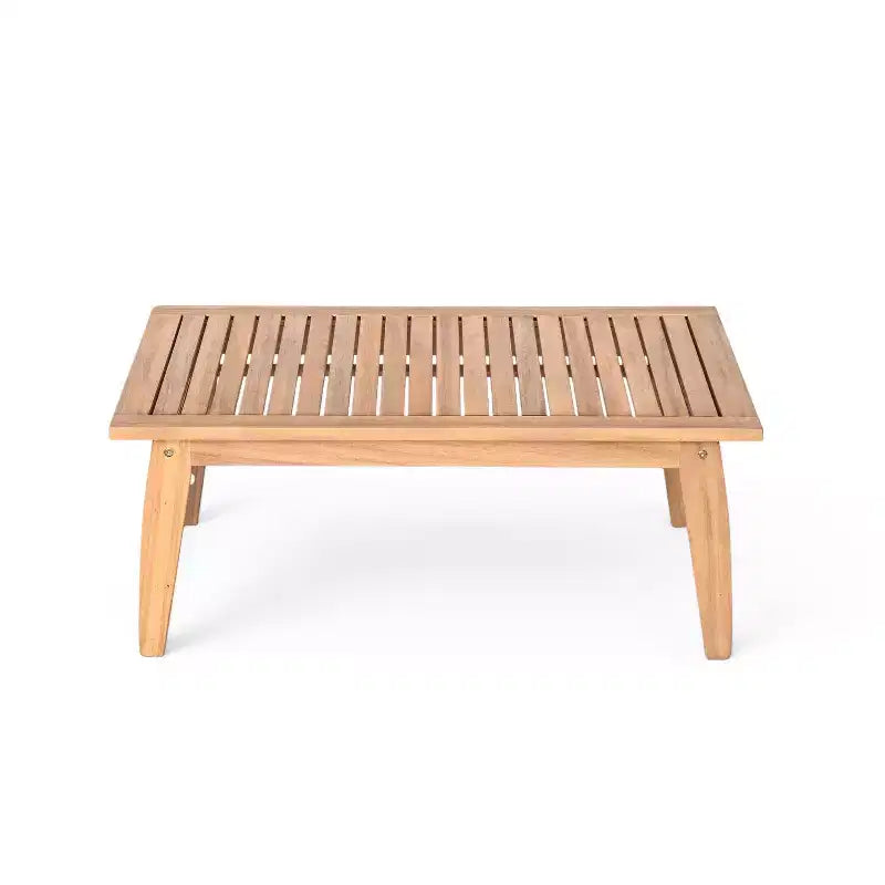 Juego de conversación de patio de 2/4 piezas, conjunto de muebles exteriores de madera de acacia con sofá biplaza, mesa y silla para jardín/balcón/patio trasero - ModernLuxe
