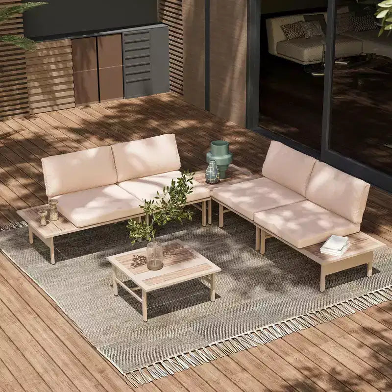 Juego de muebles de patio LAUSAINT HOME, conjunto de conversación exterior con estructura de metal y mesa de centro para jardín y junto a la piscina