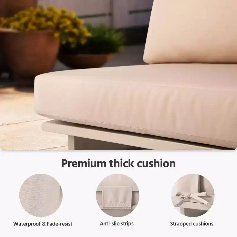 Juego de muebles de patio LAUSAINT HOME, conjunto de conversación exterior con estructura de metal y mesa de centro para jardín y junto a la piscina