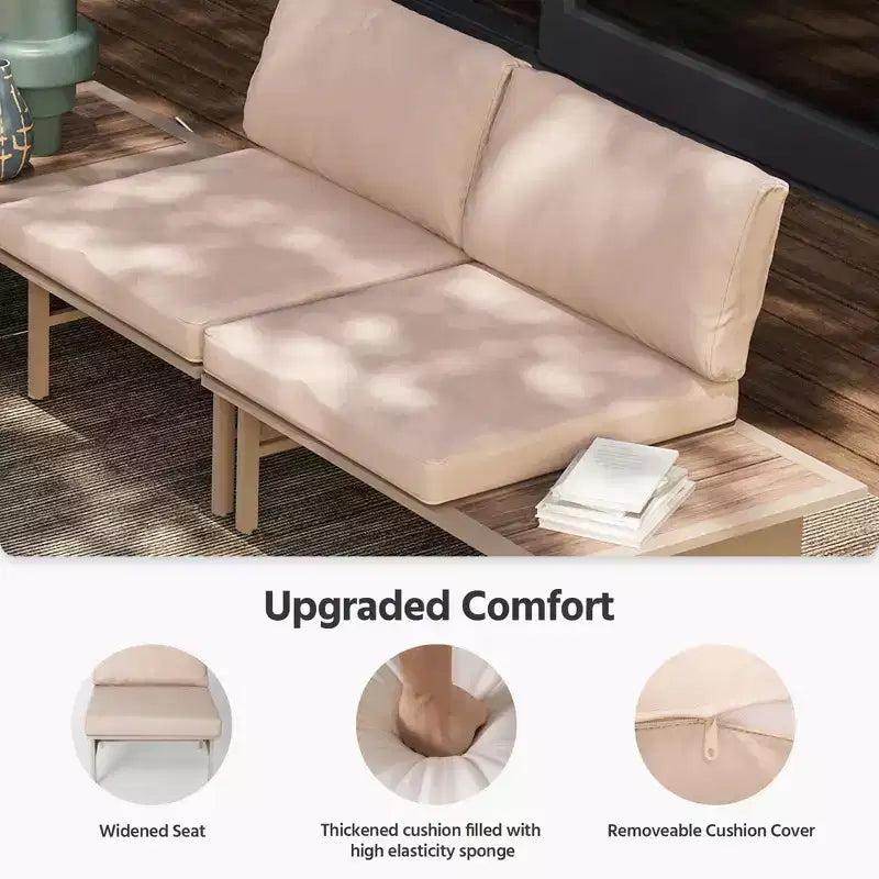 Juego de muebles de patio LAUSAINT HOME, conjunto de conversación exterior con estructura de metal y mesa de centro para jardín y junto a la piscina