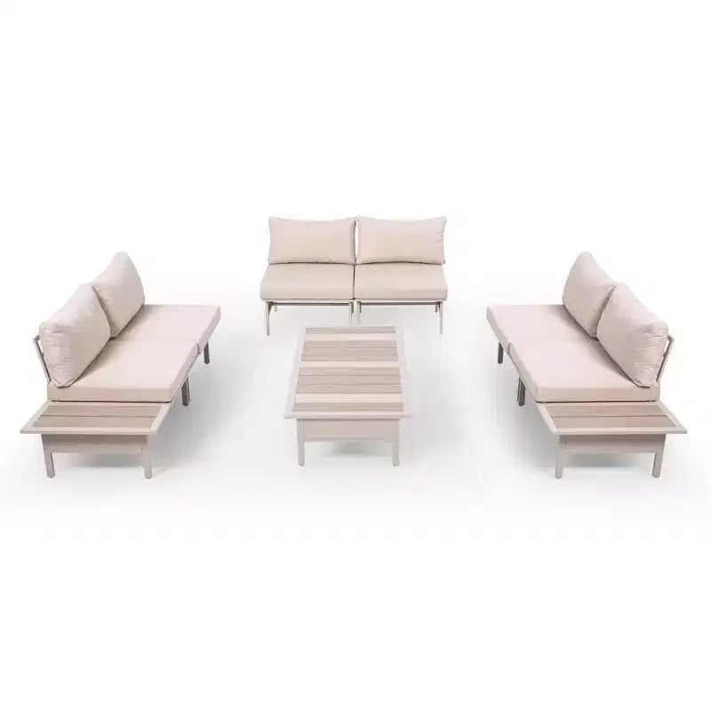 Juego de muebles de patio LAUSAINT HOME, conjunto de conversación exterior con estructura de metal y mesa de centro para jardín y junto a la piscina