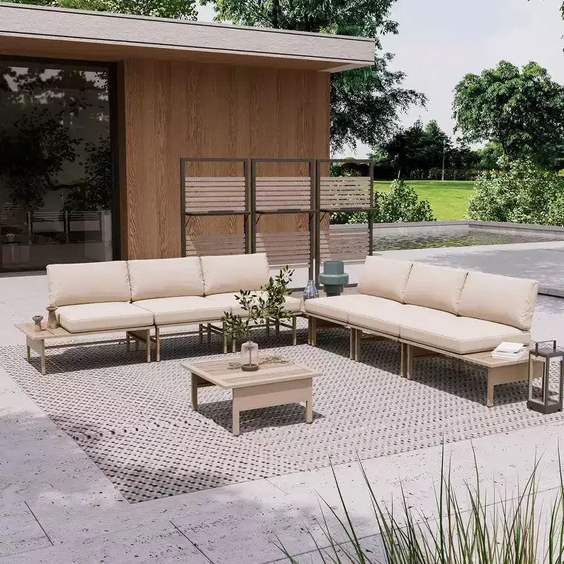 Juego de muebles de patio LAUSAINT HOME, conjunto de conversación exterior con estructura de metal y mesa de centro para jardín y junto a la piscina