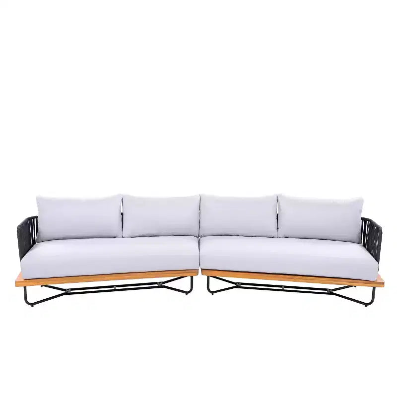 Ensemble de sièges d’extérieur Christopher Knight Home Lucas 4 pièces, en acacia et fer tressé avec corde