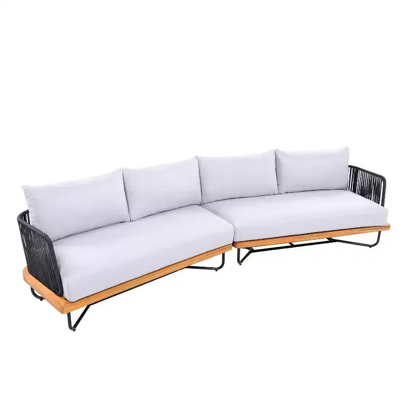 Ensemble de sièges d’extérieur Christopher Knight Home Lucas 4 pièces, en acacia et fer tressé avec corde