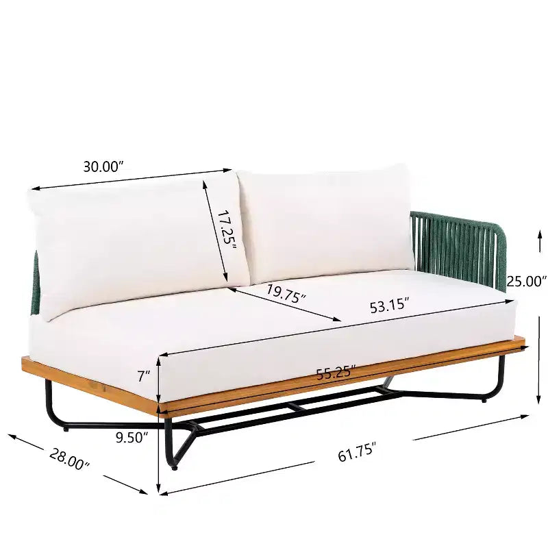 Ensemble de sièges d’extérieur Christopher Knight Home Lucas 4 pièces, en acacia et fer tressé avec corde