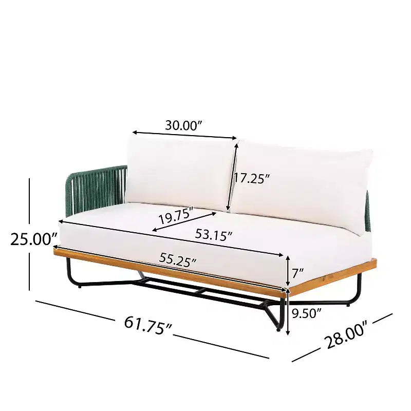 Ensemble de sièges d’extérieur Christopher Knight Home Lucas 4 pièces, en acacia et fer tressé avec corde