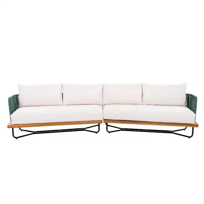 Ensemble de sièges d’extérieur Christopher Knight Home Lucas 4 pièces, en acacia et fer tressé avec corde