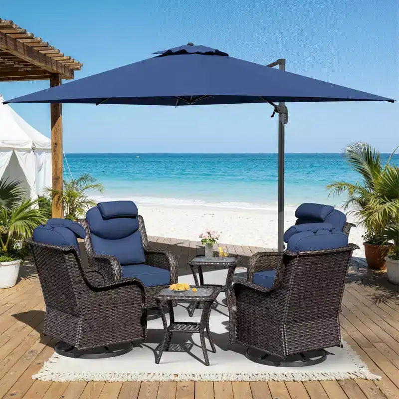Ensemble de détente d’extérieur UPTIOT avec fauteuils à bascule, tables d’appoint et parasol pour la terrasse