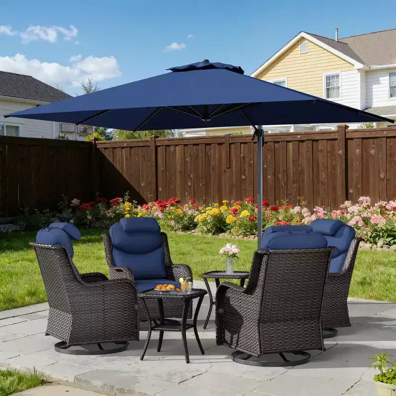 Ensemble de détente d’extérieur UPTIOT avec fauteuils à bascule, tables d’appoint et parasol pour la terrasse