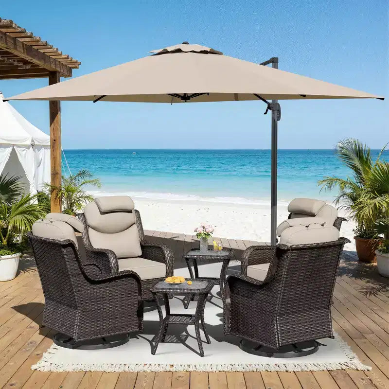 Ensemble de détente d’extérieur UPTIOT avec fauteuils à bascule, tables d’appoint et parasol pour la terrasse