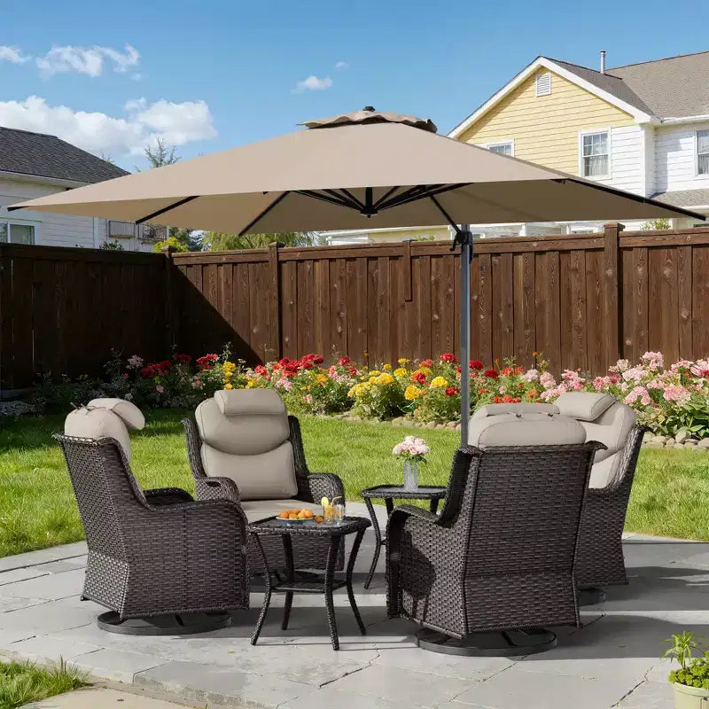 Ensemble de détente d’extérieur UPTIOT avec fauteuils à bascule, tables d’appoint et parasol pour la terrasse