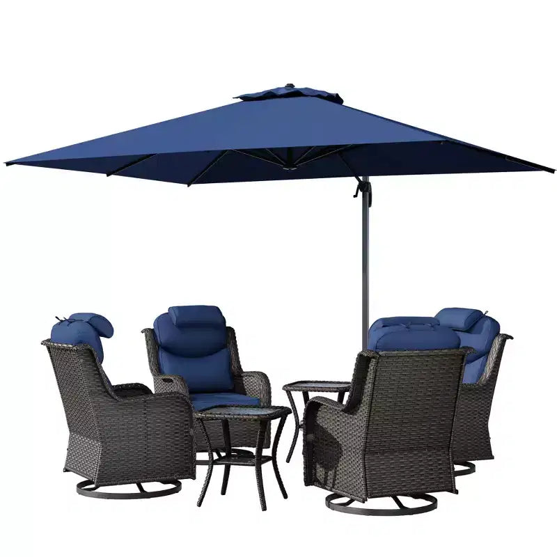 Ensemble de détente d’extérieur UPTIOT avec fauteuils à bascule, tables d’appoint et parasol pour la terrasse