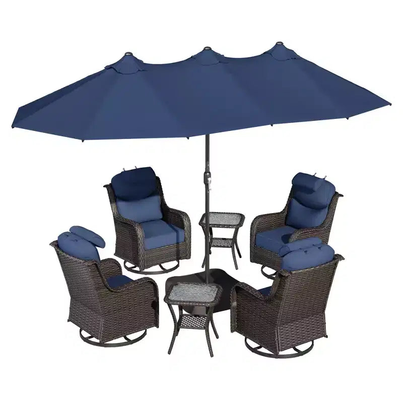 Ensemble de jardin extérieur UPTIOT avec fauteuils à bascule, tables d’appoint et parasol de 15 FT pour se détendre au jardin