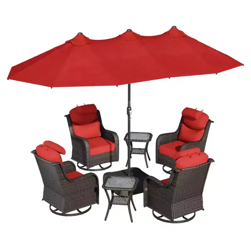 Ensemble de jardin extérieur UPTIOT avec fauteuils à bascule, tables d’appoint et parasol de 15 FT pour se détendre au jardin