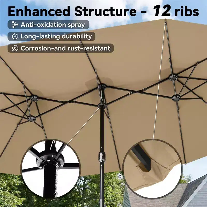 Ensemble de jardin extérieur UPTIOT avec fauteuils à bascule, tables d’appoint et parasol de 15 FT pour se détendre au jardin