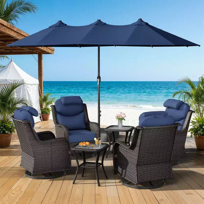 Ensemble de jardin extérieur UPTIOT avec fauteuils à bascule, tables d’appoint et parasol de 15 FT pour se détendre au jardin
