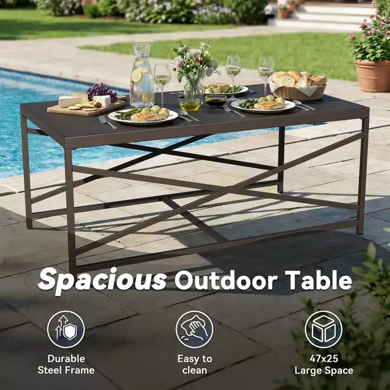 UPTIOT Outdoor Swivel Rocking Chairs Set with Convertible Ottomans and Coffee Table for Patio Comfort