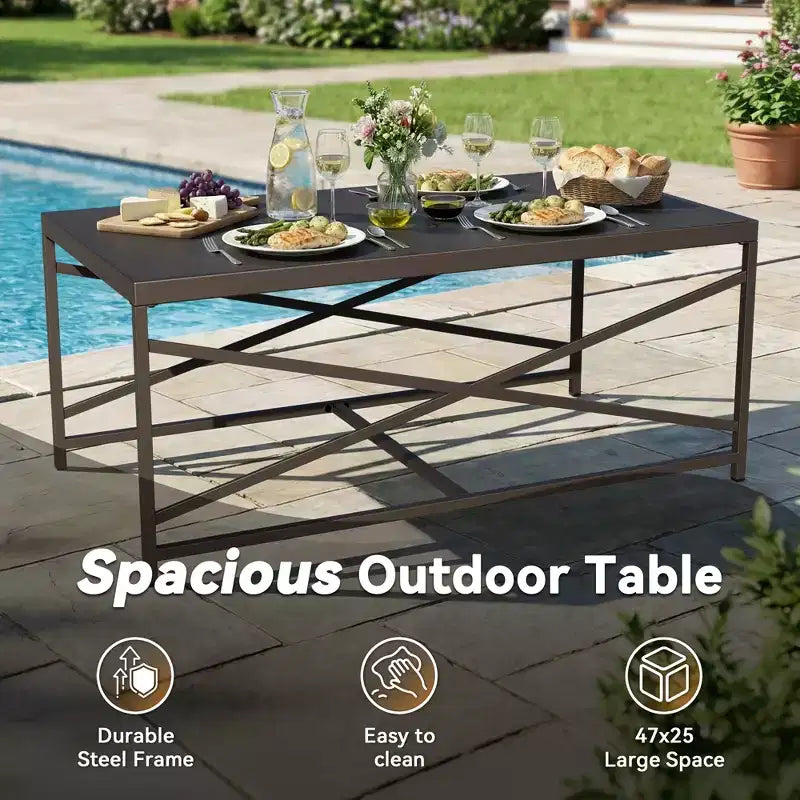 UPTIOT Outdoor Swivel Rocking Chairs Set with Convertible Ottomans and Coffee Table for Patio Comfort
