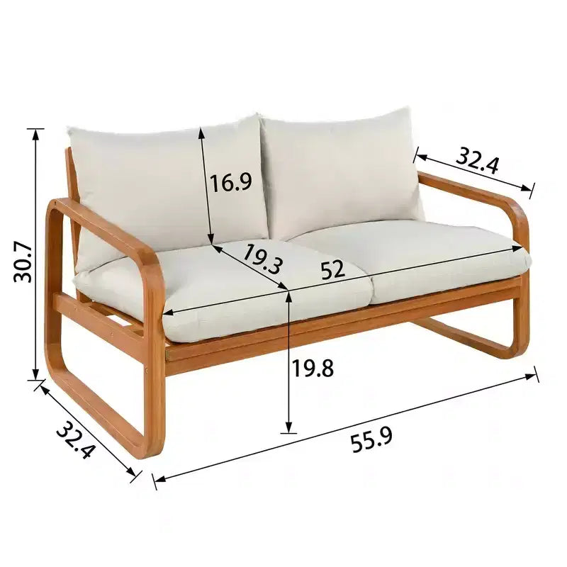Ensemble de sièges de patio moderne Christopher Knight Home Thao de 4 pièces en bois d’acacia avec coussins et table à lattes