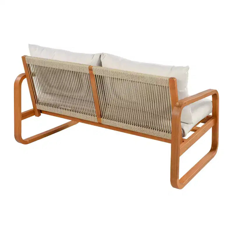 Ensemble de sièges de patio moderne Christopher Knight Home Thao de 4 pièces en bois d’acacia avec coussins et table à lattes