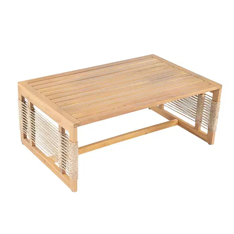 Conjunto de sofá de conversación para exterior ModernLuxe, conjunto de muebles de patio de madera de acacia, sofá de 3 plazas y sillones club con 2 mesas de centro, teca