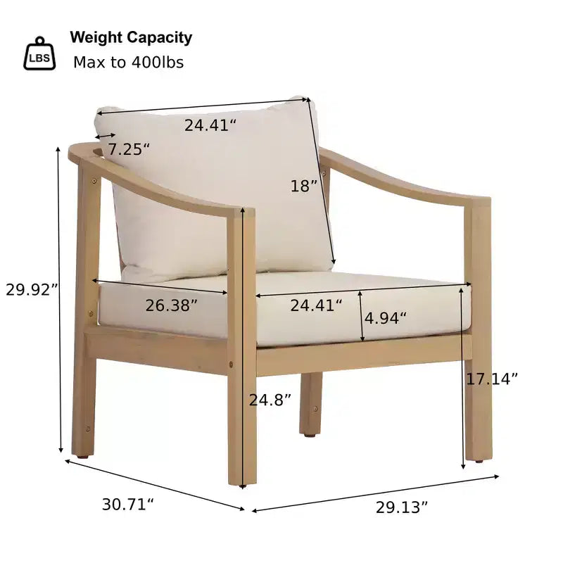 Christopher Knight Home Febi conjunto moderno de asientos para patio de 4 piezas de acacia con cojín y mesa de listones