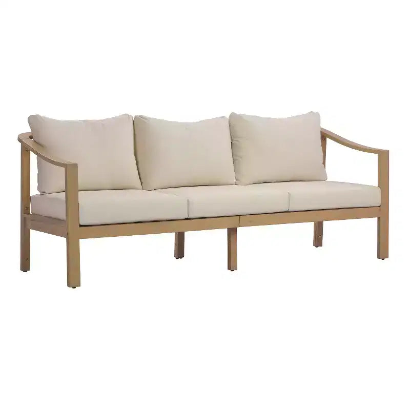 Christopher Knight Home Febi conjunto moderno de asientos para patio de 4 piezas de acacia con cojín y mesa de listones