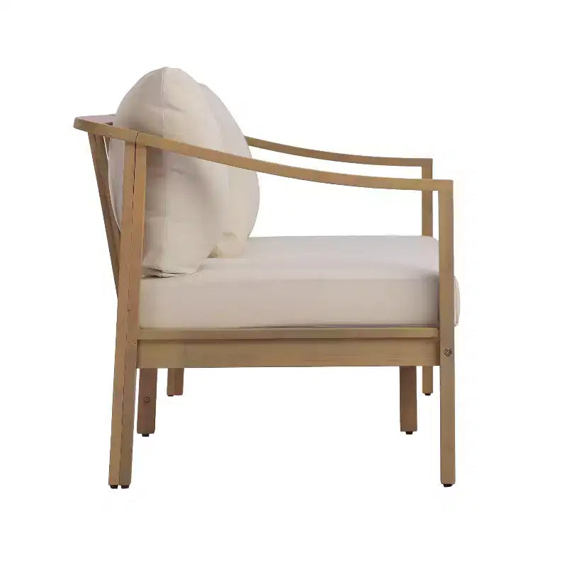 Christopher Knight Home Febi conjunto moderno de asientos para patio de 4 piezas de acacia con cojín y mesa de listones