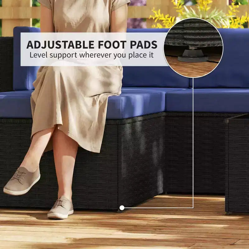Outsunny conjunto de muebles de patio, conjunto de muebles de conversación para exteriores de mimbre de ratán con cojines y mesa de centro con superficie de vidrio