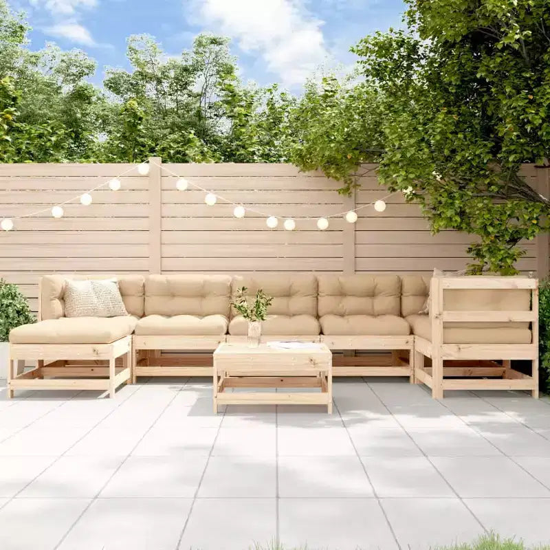 Juego de salón de jardín vidaXL beige, madera natural