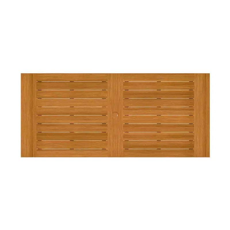 Mesa y sillas de comedor para exterior de HDPE con veta de madera de teca natural Famapy, mesa de patio resistente a la intemperie con orificio para sombrilla, conjunto para patio y jardín