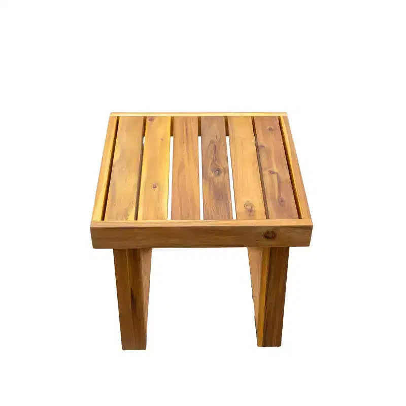 GDFStudio Camille conjunto de silla de descanso y otomana para exteriores de madera de acacia con cojines