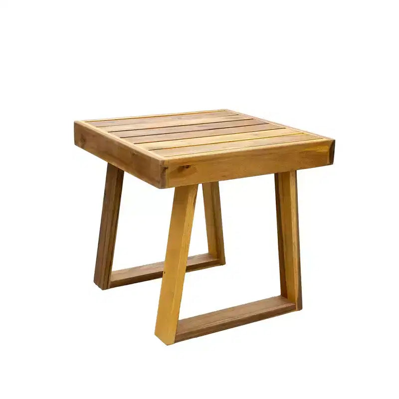 GDFStudio Camille conjunto de silla de descanso y otomana para exteriores de madera de acacia con cojines