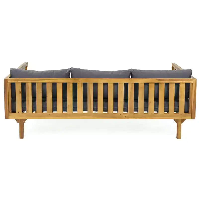 Christopher Knight Home Claremont conjunto moderno de conversación para patio de 4 piezas de madera de acacia con cojines