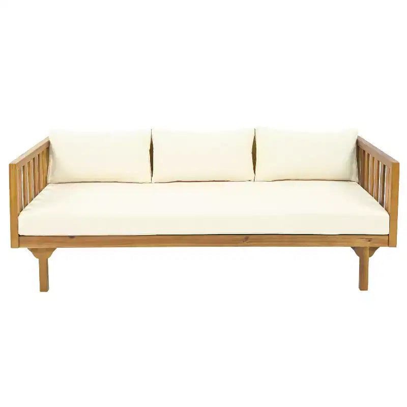 Christopher Knight Home Claremont conjunto moderno de conversación para patio de 4 piezas de madera de acacia con cojines