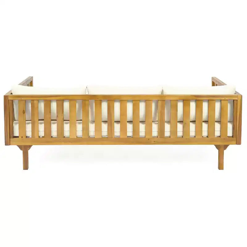 Christopher Knight Home Claremont conjunto moderno de conversación para patio de 4 piezas de madera de acacia con cojines
