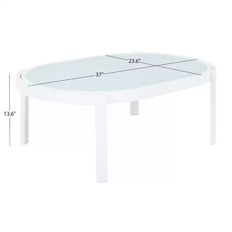Ensemble de conversation moderne d’extérieur GDFStudio Estella 4 pièces en aluminium, avec table basse en verre