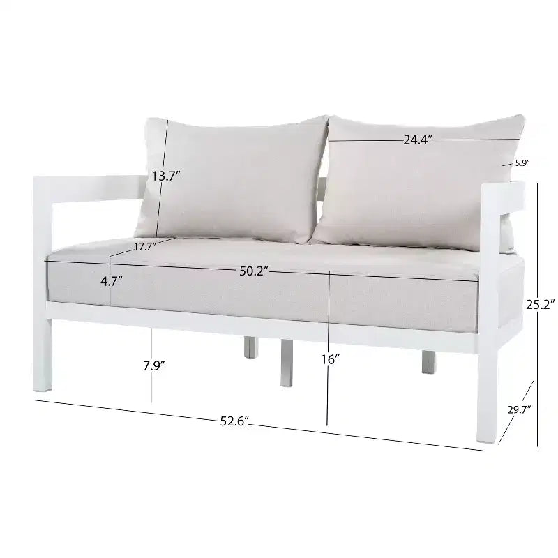Ensemble de conversation moderne d’extérieur GDFStudio Estella 4 pièces en aluminium, avec table basse en verre