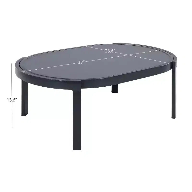 Ensemble de conversation moderne d’extérieur GDFStudio Estella 4 pièces en aluminium, avec table basse en verre
