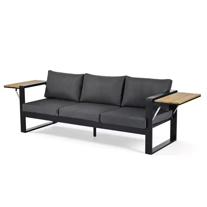 ModernLuxe Ensemble de canapé d'extérieur 4 pièces, ensemble de conversation pour terrasse, ensemble de sièges de jardin pour 5 personnes avec table basse, canapé 3 places et 2 fauteuils avec table d'appoint rabattable